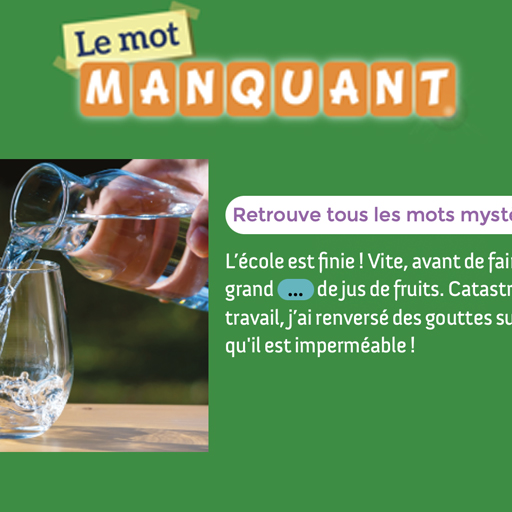 JEU MOT MANQUANT VERRE